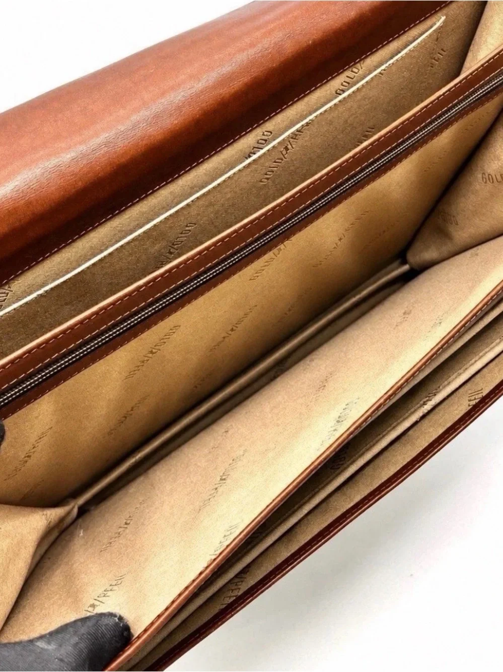 Vintage Gold Pfeil Leather Attache Briefcase Combination Lock Shoulder Strap